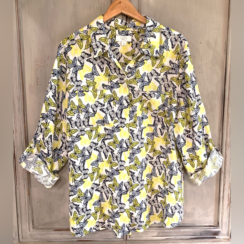 Charter Club Luxury Linen Butterfly Tab Sleeve Shirt Sz XL